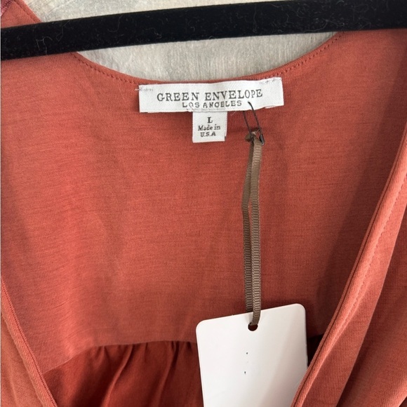 GREEN ENVELOPE Soft Touch Burnt Orange Wrap Bodysuit NWT Size Large - Picture 4 of 7